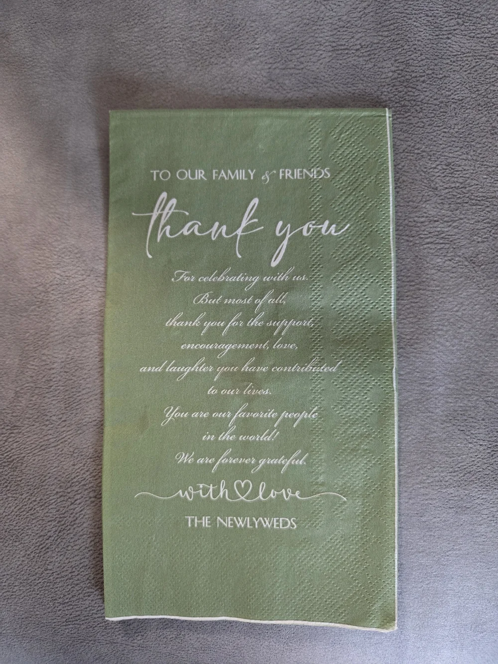 Thank You Wedding Napkins - The Newlyweds Green - 29 Count